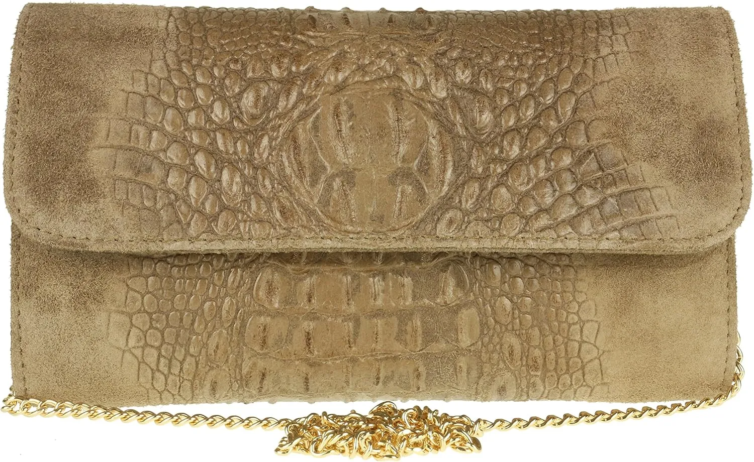 Girly HandBags Womens Crocodile Suede Clutch Bag
