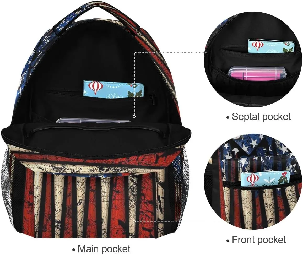 Giwawa American Flag Baseball Print Backpack Patriotic USA School Bookbag for Boys Girls Computer Backpacks Book Bag Travel Hiking Camping Gym Daypack