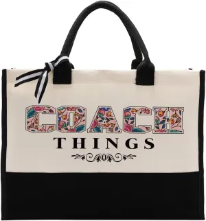 Gkwa Coach Gift, Coach Things Tote Bag, Canvas Tote Bag for Gifting, Women Cotton Canvas Bag, Coach Stuff Bag, Novelty Coach Gift, Reusable Shopping Bag Gift for Coach, Coach Appreciation Gift, White