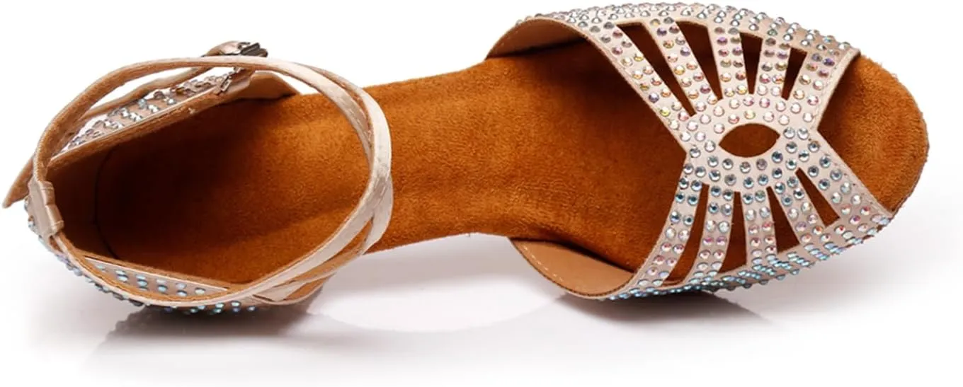 Glitter Dance Shoes for Women Rhinestones Ballroom Party Bridal Wedding Sandals