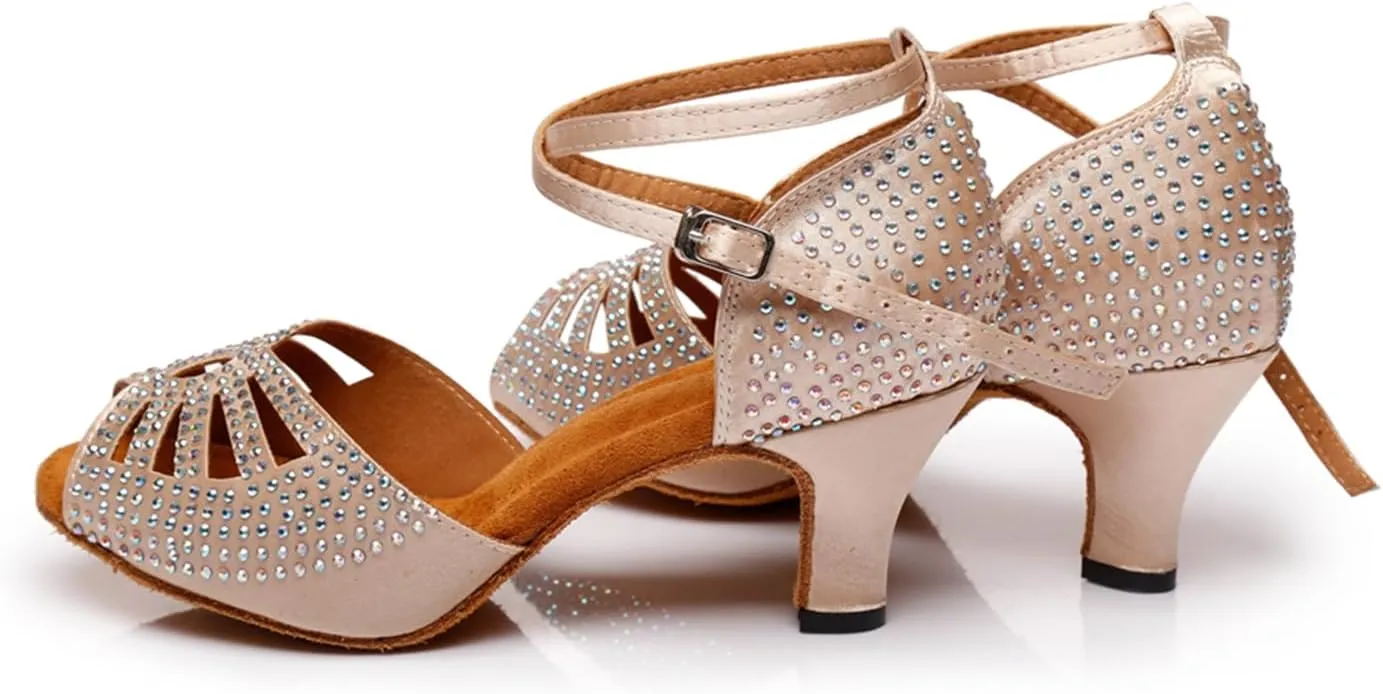 Glitter Dance Shoes for Women Rhinestones Ballroom Party Bridal Wedding Sandals