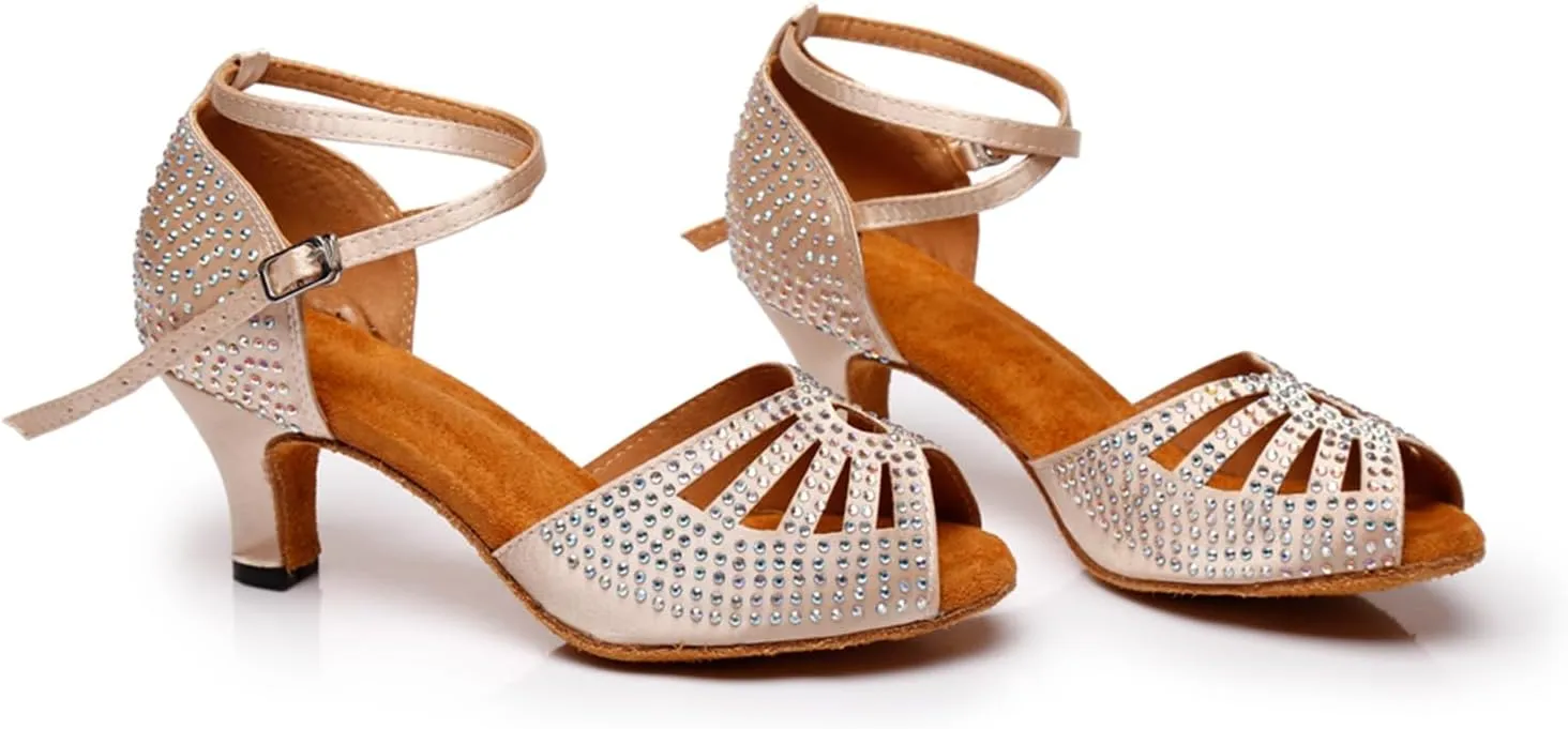 Glitter Dance Shoes for Women Rhinestones Ballroom Party Bridal Wedding Sandals