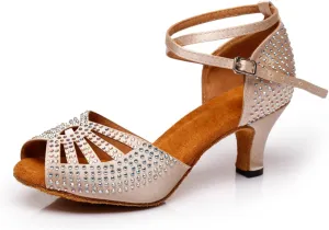 Glitter Dance Shoes for Women Rhinestones Ballroom Party Bridal Wedding Sandals
