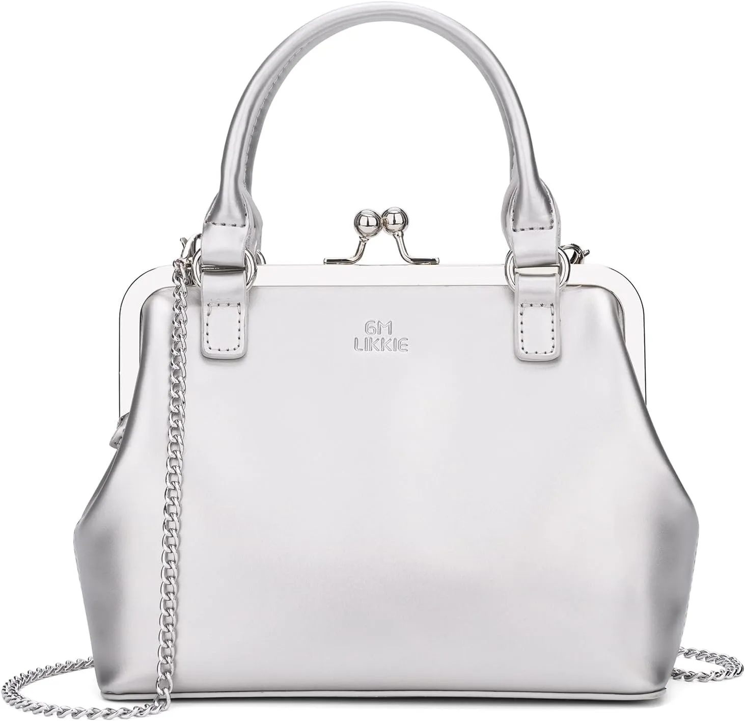 GM LIKKIE Kiss Lock Purses and Handbags, Vintage PU Leather Clutch Purses for Women, Top Handle Evening Handbag