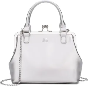 GM LIKKIE Kiss Lock Purses and Handbags, Vintage PU Leather Clutch Purses for Women, Top Handle Evening Handbag