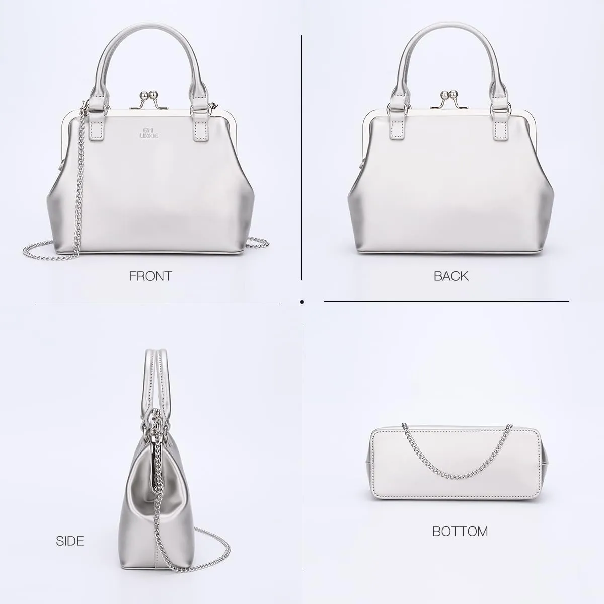 GM LIKKIE Kiss Lock Purses and Handbags, Vintage PU Leather Clutch Purses for Women, Top Handle Evening Handbag