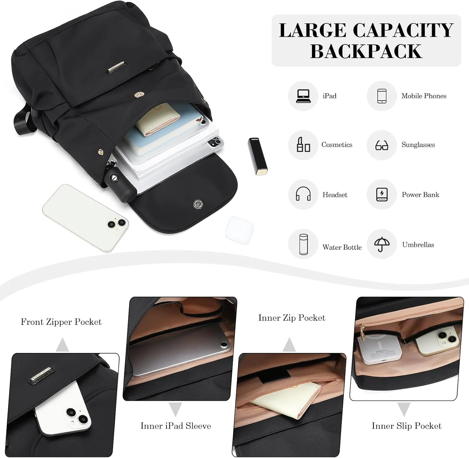 GOLF SUPAGS Stylish Backpack Purse for Women Casual Travel Daypack Mini Backpack Handbag Nylon Bookbag