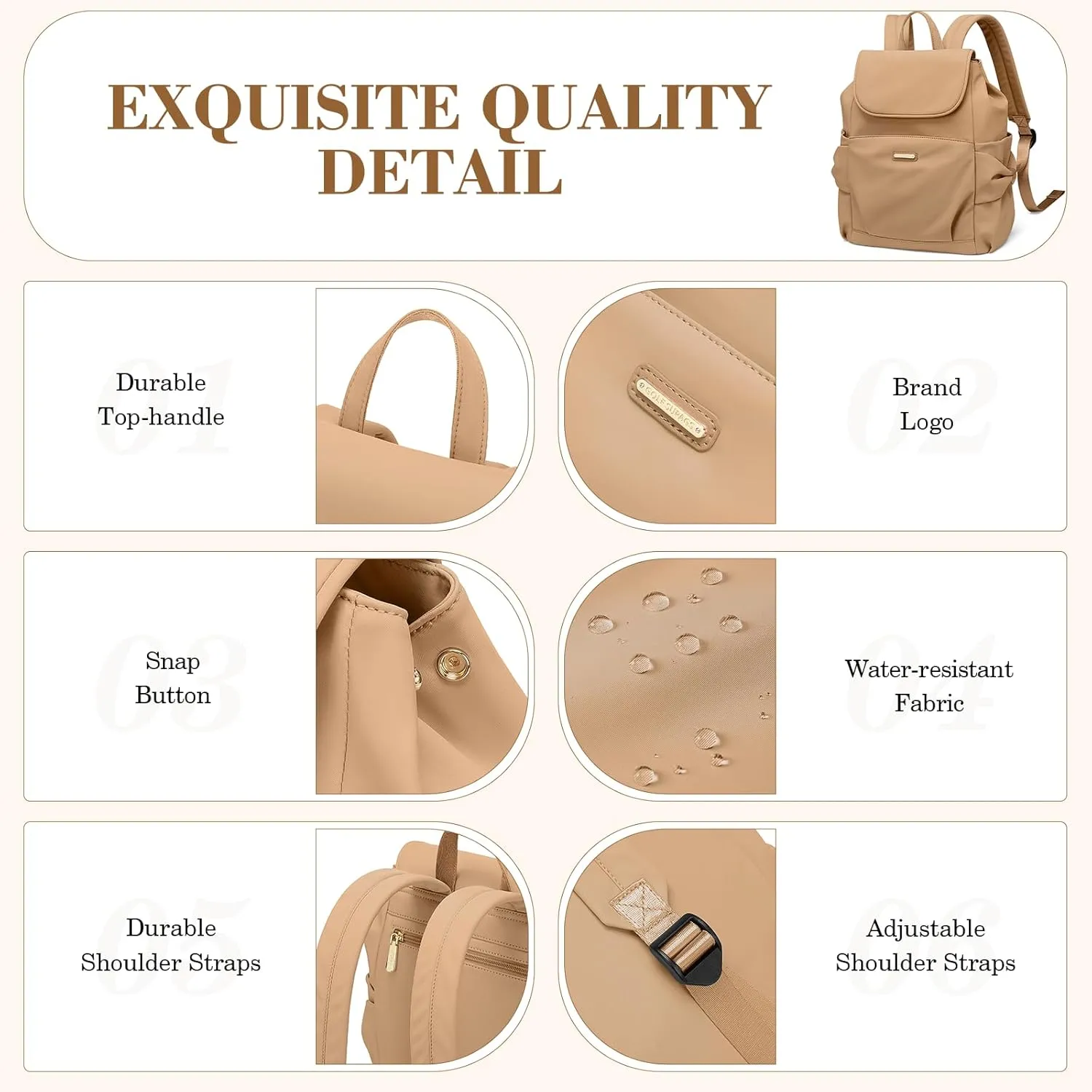 GOLF SUPAGS Stylish Backpack Purse for Women Casual Travel Daypack Mini Backpack Handbag Nylon Bookbag