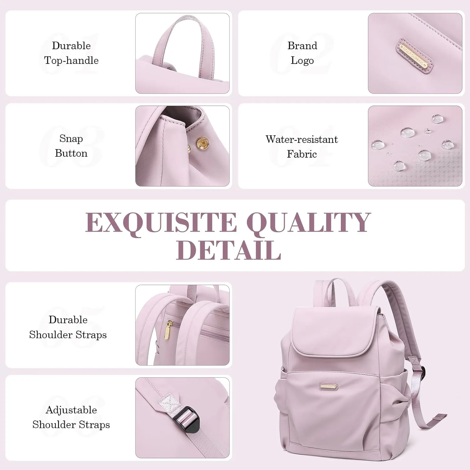 GOLF SUPAGS Stylish Backpack Purse for Women Casual Travel Daypack Mini Backpack Handbag Nylon Bookbag
