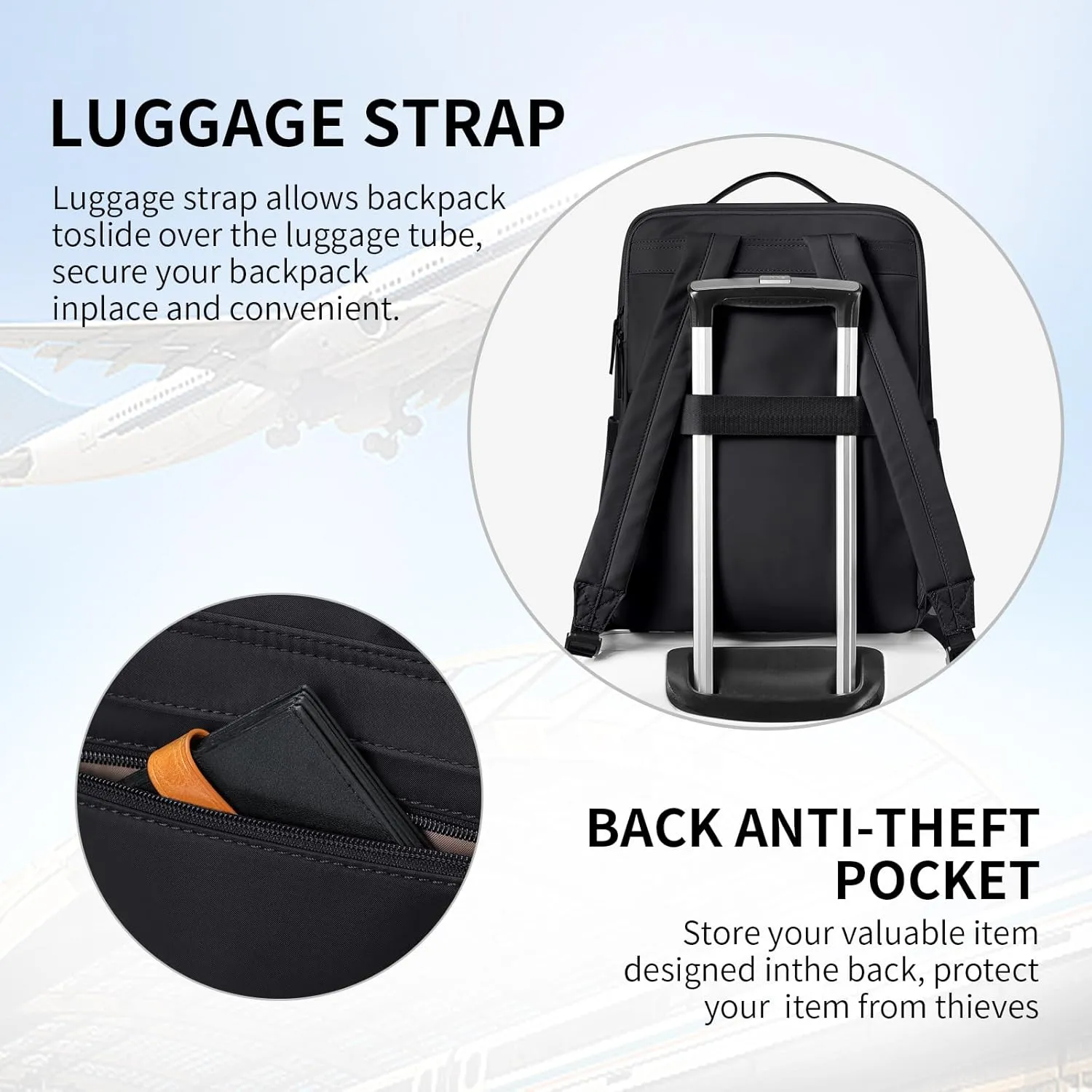 GOLF SUPAGS Stylish Laptop Backpack for Women Airline Approved Perfect for Work College and Travel Multi-Functional Casual Daypack Fits 14 Inch Notebook (Black)