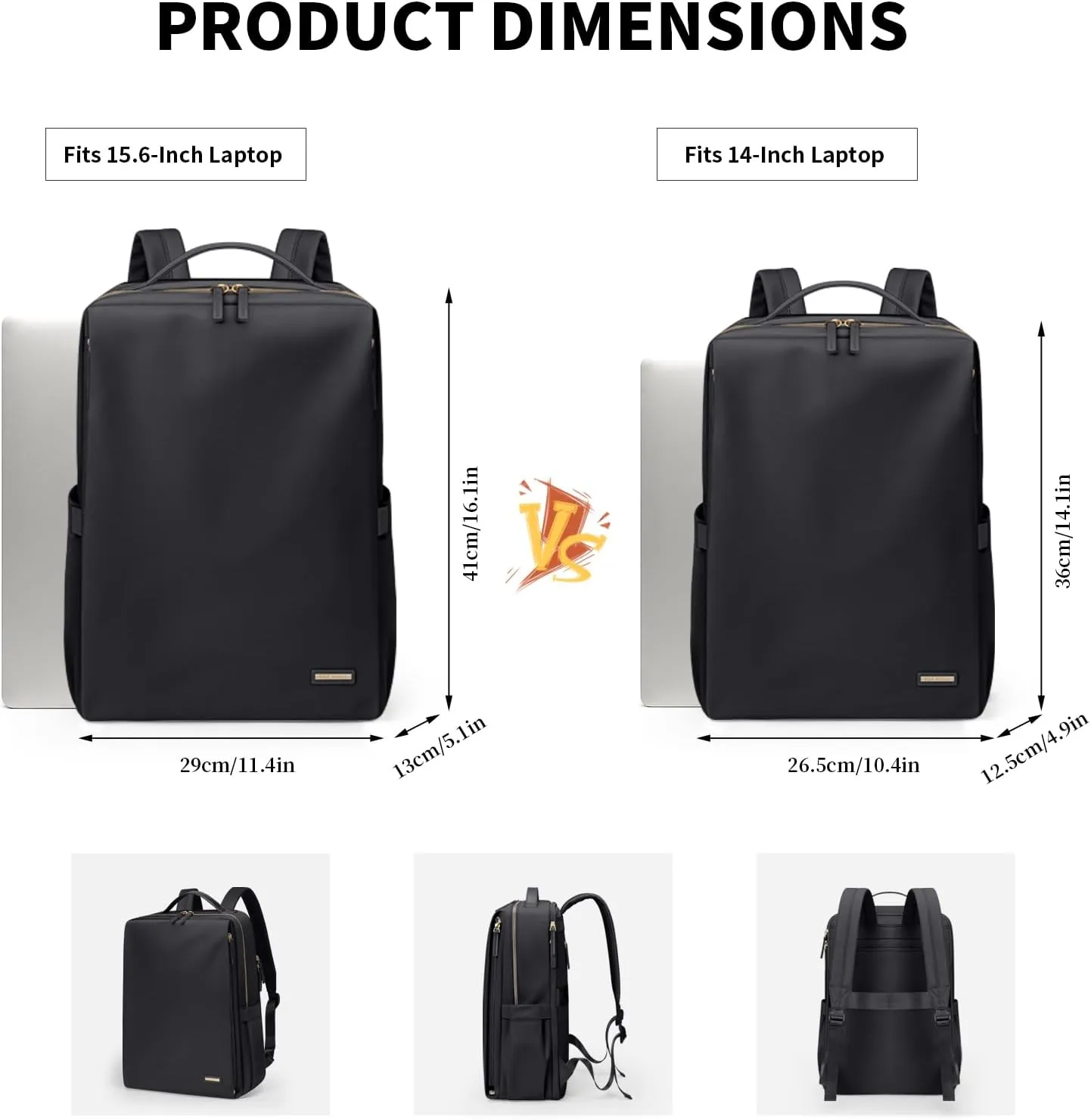 GOLF SUPAGS Stylish Laptop Backpack for Women Airline Approved Perfect for Work College and Travel Multi-Functional Casual Daypack Fits 14 Inch Notebook (Black)