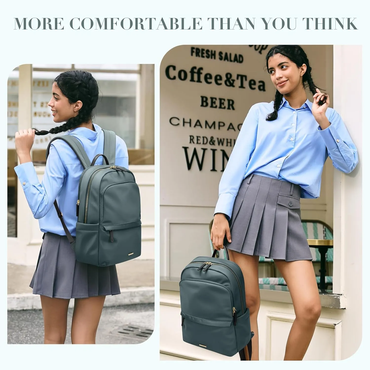 GOLF SUPAGS Women Laptop Backpack Casual Daypack for Work Travel College Backpack Purse Fits 14 Inch Notebook (Atrovirens)