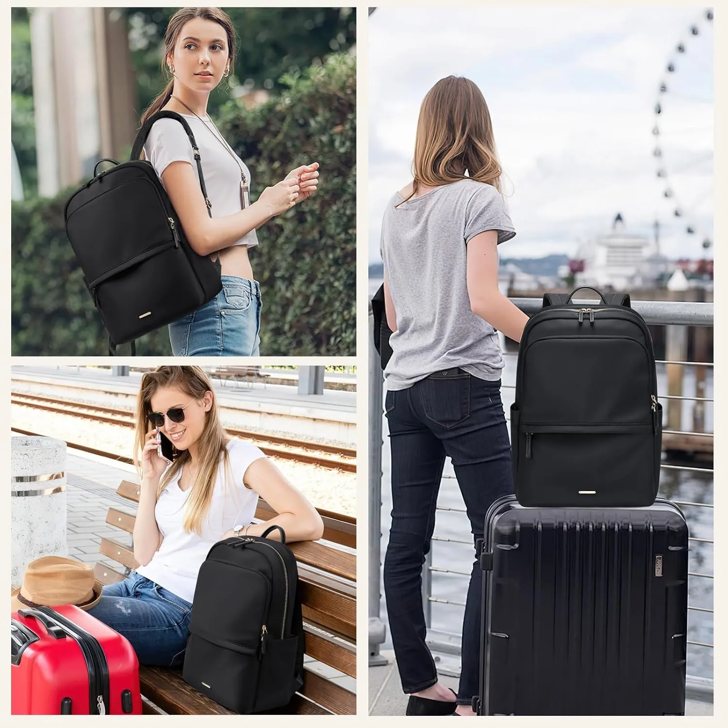 GOLF SUPAGS Women Laptop Backpack Casual Daypack for Work Travel College Backpack Purse Separate Laptop Compartment Fits 15.6 Inch Notebook
