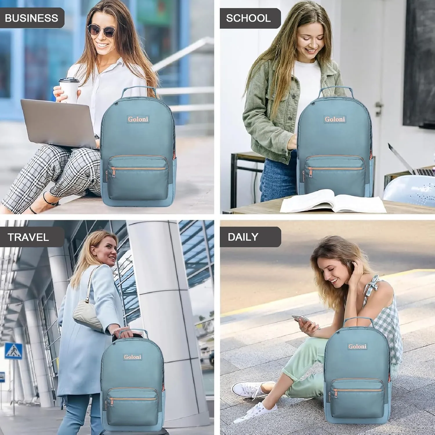 Goloni 15.6 Inch Laptop Backpack School bag for Women Girl Work Bag, Cute Womens Travel Backpack Purse, Waterproof Backpacks Nurse Stylish Travel Bags Casual Daypacks for College, Business
