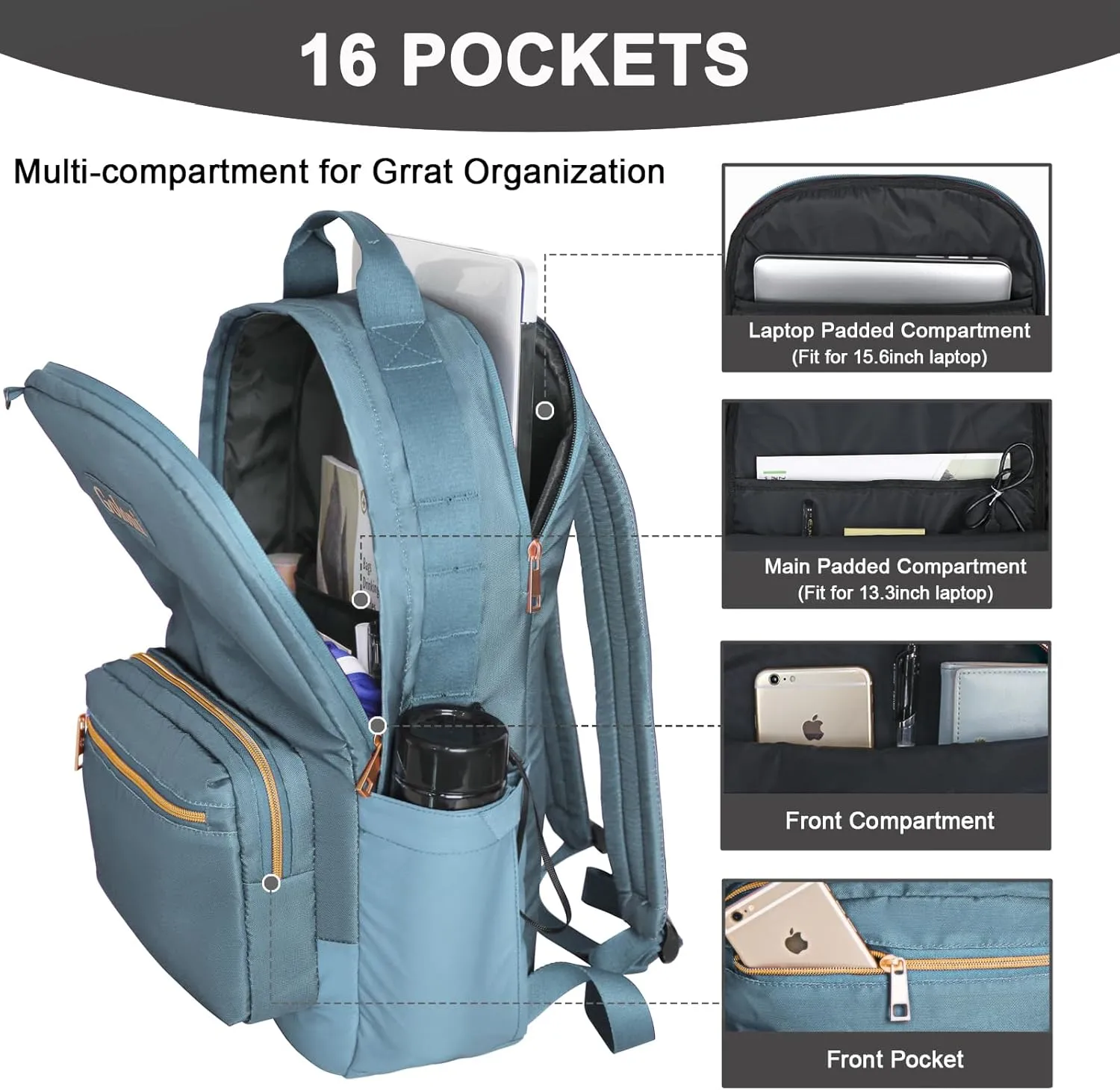 Goloni 15.6 Inch Laptop Backpack School bag for Women Girl Work Bag, Cute Womens Travel Backpack Purse, Waterproof Backpacks Nurse Stylish Travel Bags Casual Daypacks for College, Business