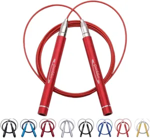 Goothdurs Speed Jump Rope Tangle-Free with Ball Bearing - Adjustable & Self-Locking Aluminum Skipping Ropes with Carrying Pouch Ideal for Crossfit Training, Boxing, and MMA Workouts