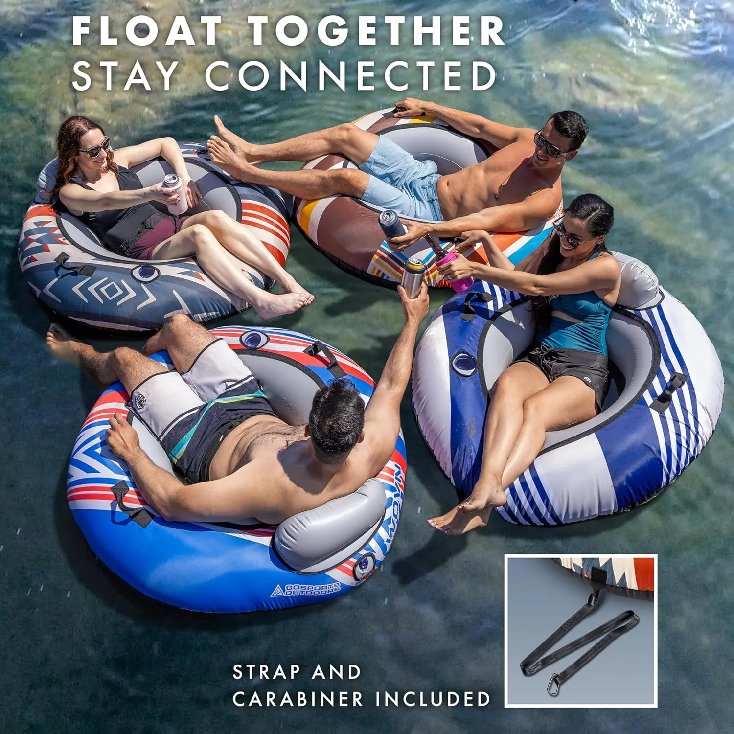 GoSports WOVN River Tubes with Premium Canvas Covers - Choose Your Style - Heavy Duty Floats for Rivers, Lakes, & Pools