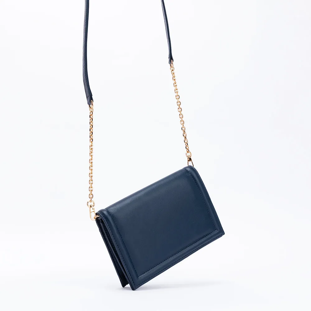 Green Market Crossbody in Navy Leather