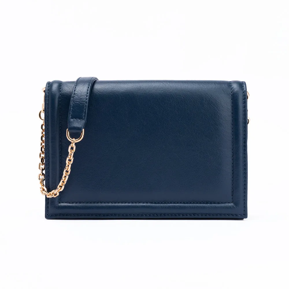 Green Market Crossbody in Navy Leather
