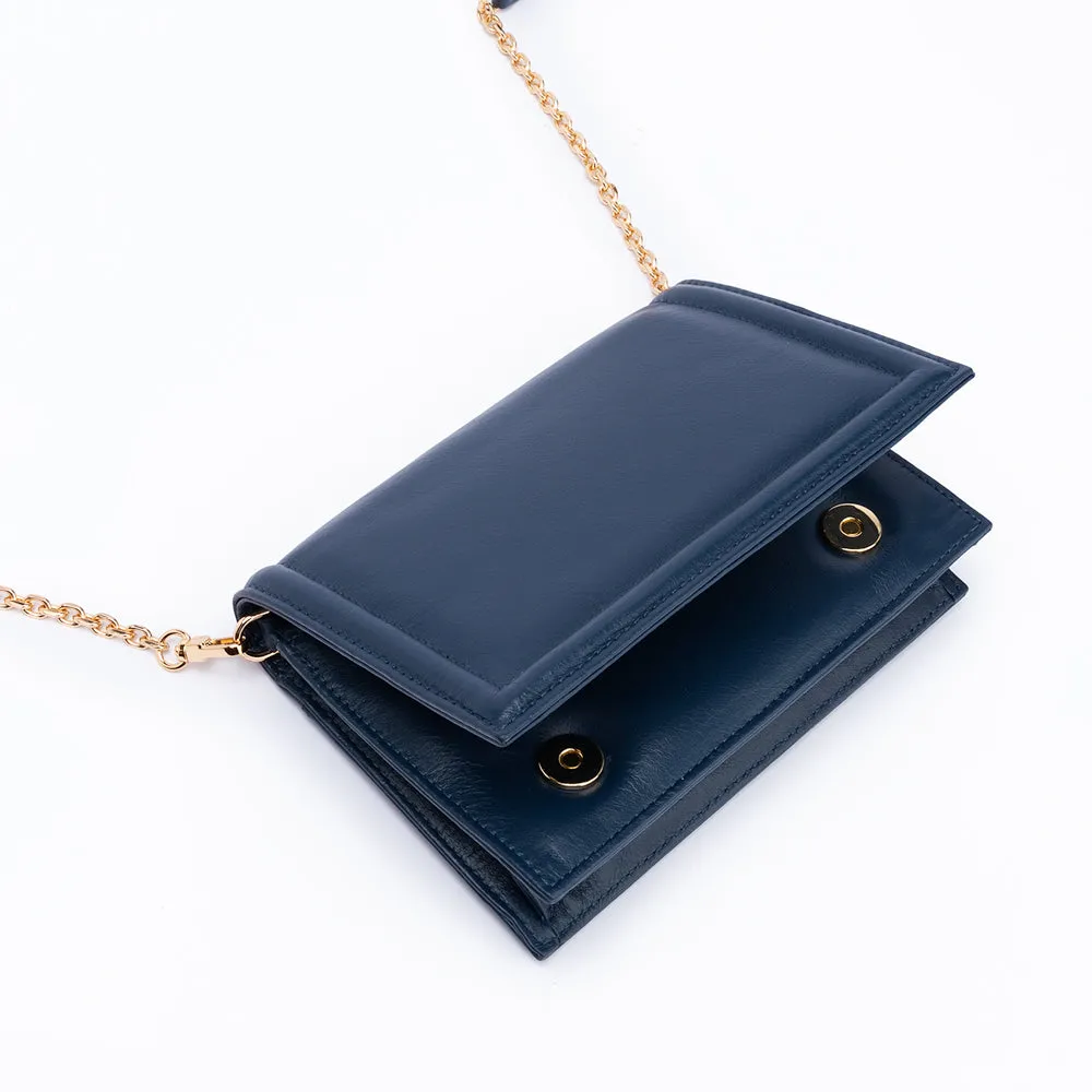 Green Market Crossbody in Navy Leather