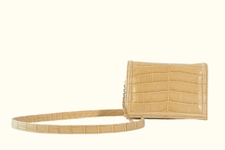Green Market Crossbody in Stone Croc Petite