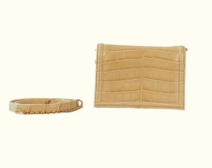 Green Market Crossbody in Stone Croc Petite