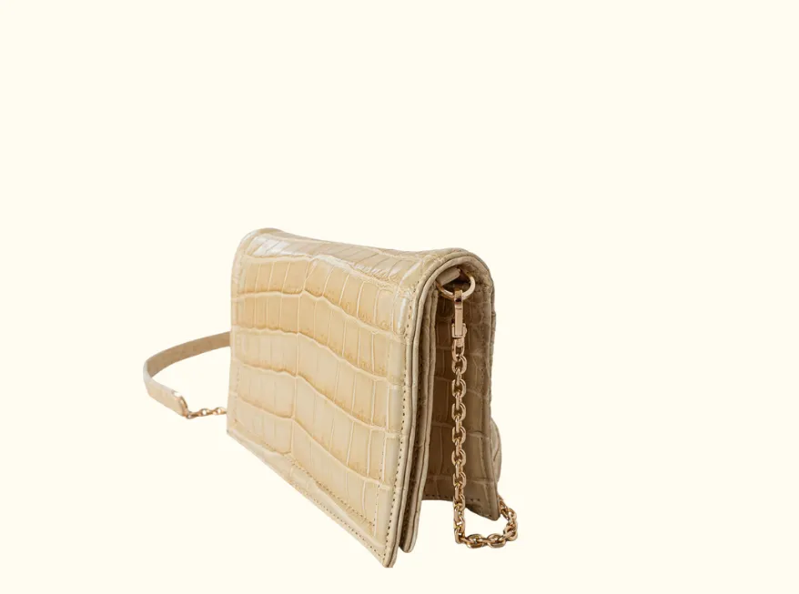 Green Market Crossbody in Stone Croc Petite
