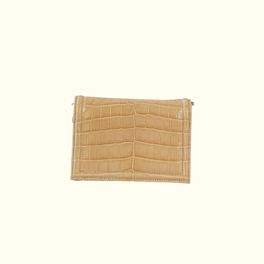 Green Market Crossbody in Stone Croc Petite