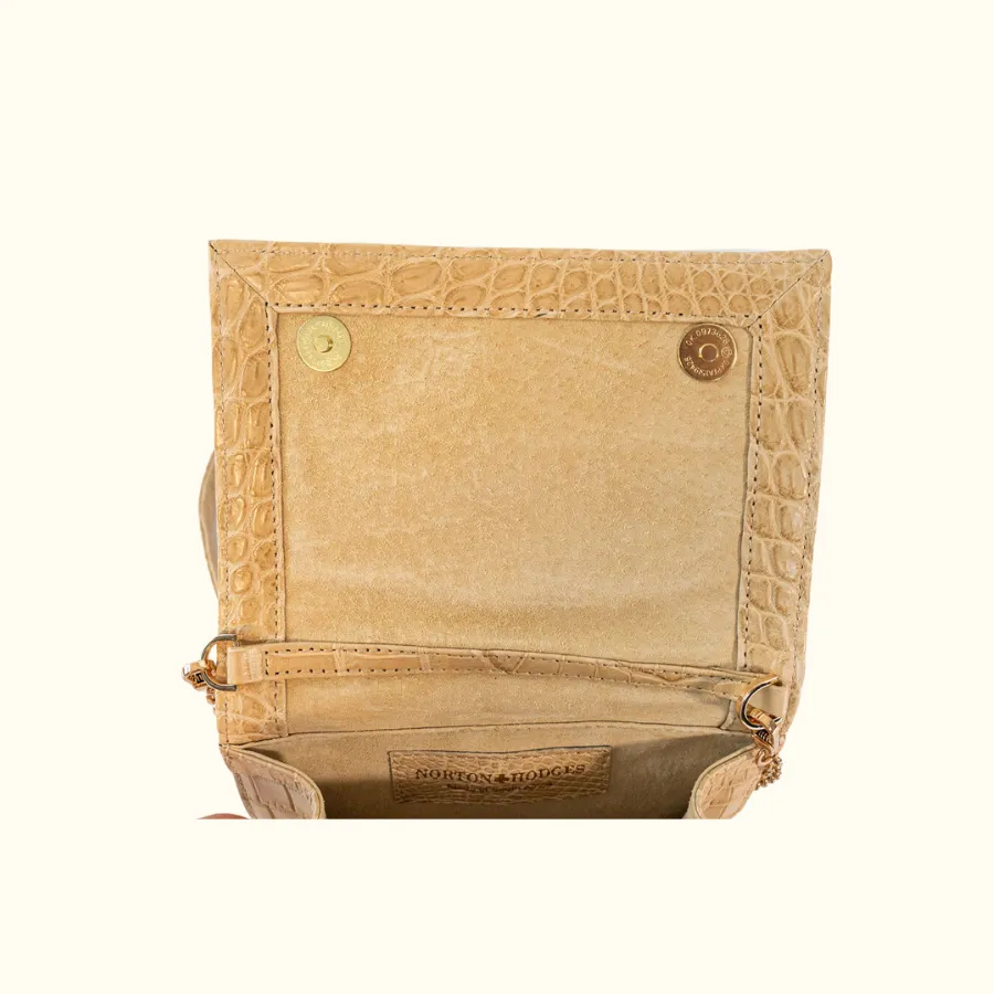 Green Market Crossbody in Stone Croc Petite