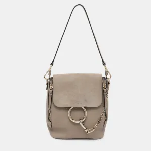 Grey Suede and Leather Small Faye Day Backpack