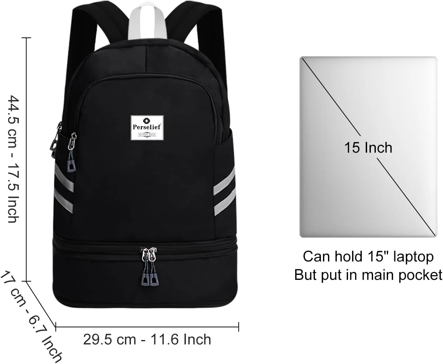 Gym Backpack for Women Foldable Sports Gym Bag with Shoe Compartment & Wet Pocket Travel Backpack Casual Daypack, Black