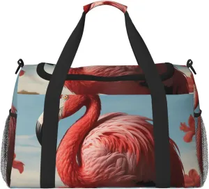 Gym Bag American Flamingo Duffel Bag for Men Women Travel Overnight Bag with Shoe Compartment Workout Bags