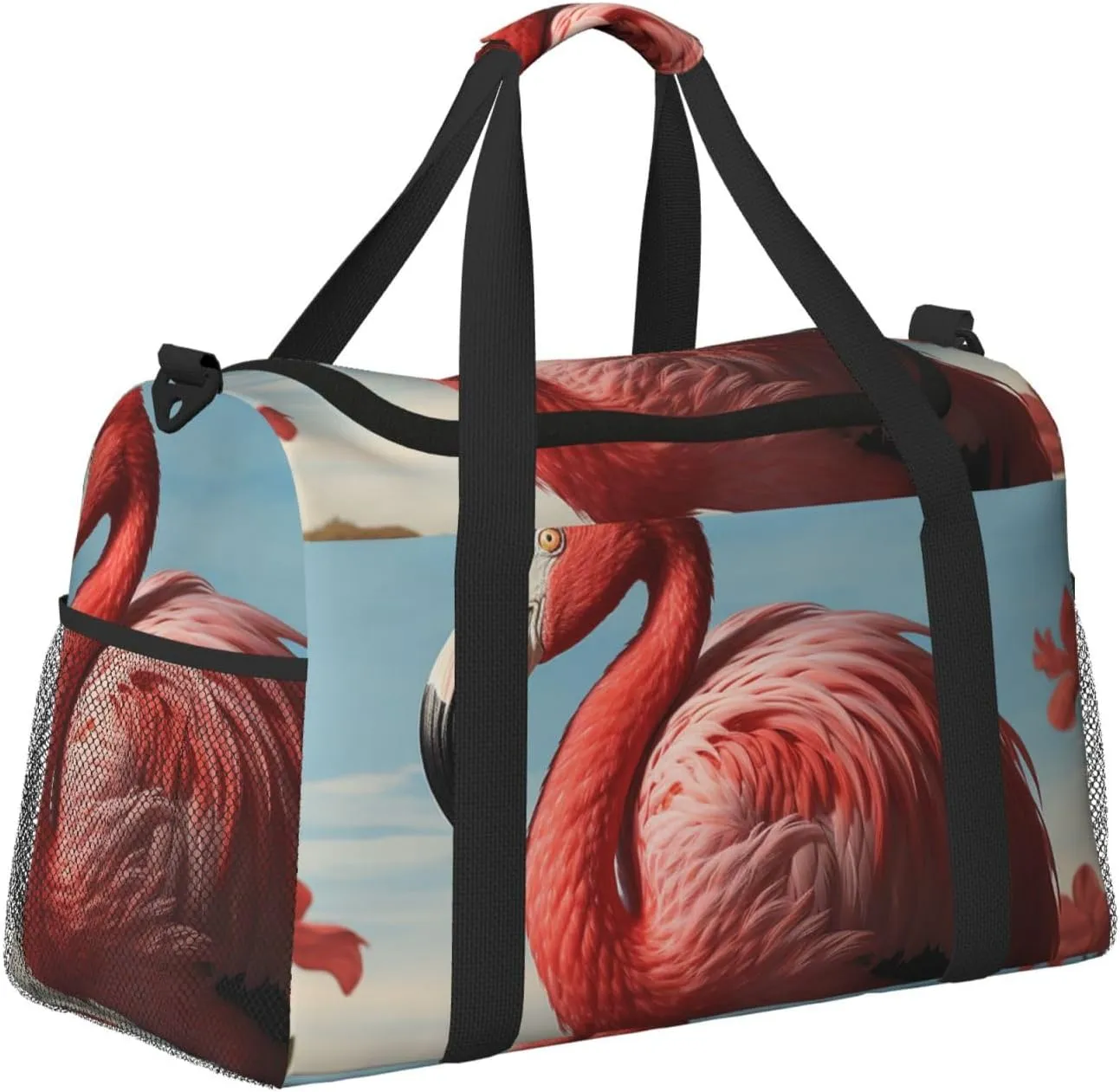 Gym Bag American Flamingo Duffel Bag for Men Women Travel Overnight Bag with Shoe Compartment Workout Bags