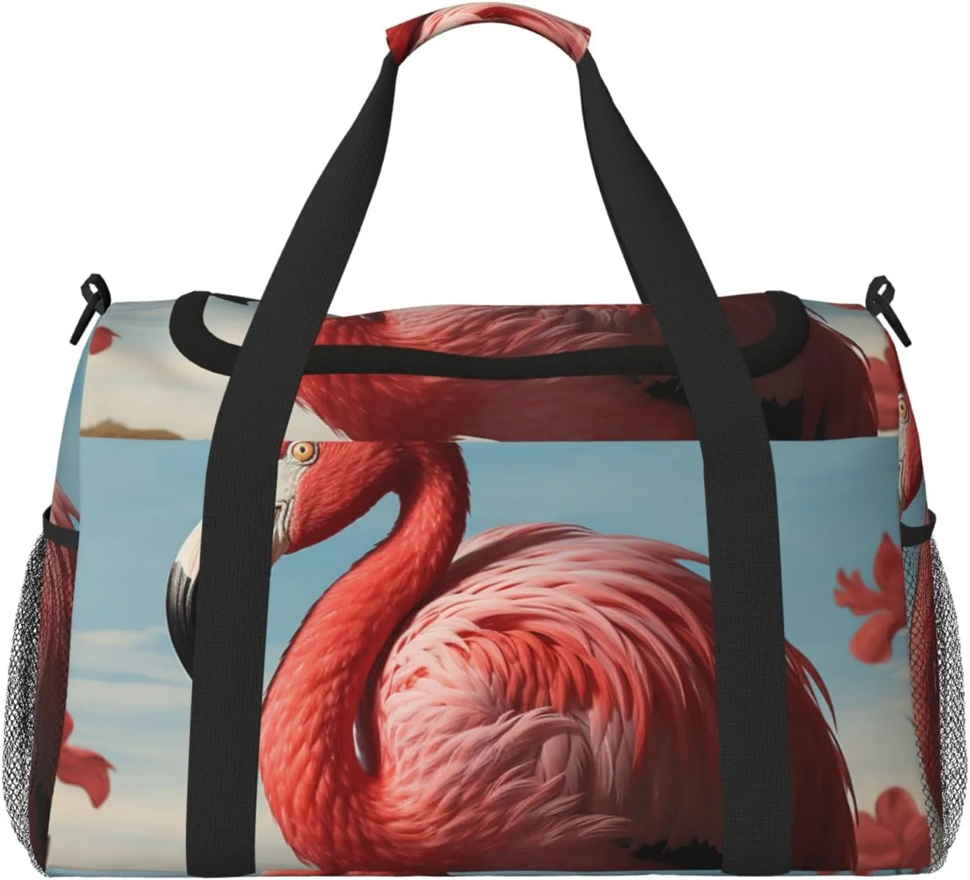 Gym Bag American Flamingo Duffel Bag for Men Women Travel Overnight Bag with Shoe Compartment Workout Bags