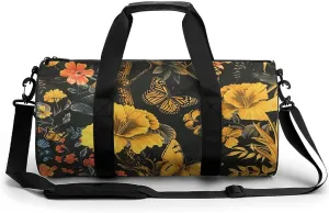 Gym Bag Animals And Butterflies Duffel Bag for Men Women Overnight Bag with Shoe Compartment Workout Bags