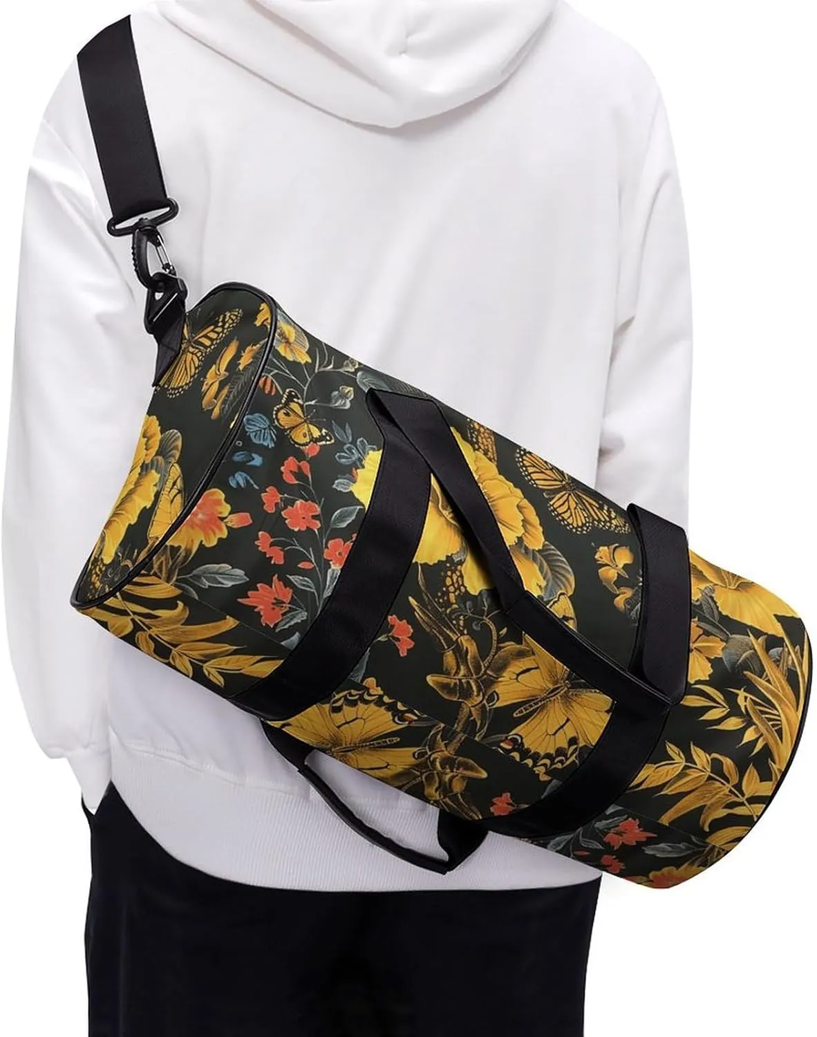 Gym Bag Animals And Butterflies Duffel Bag for Men Women Overnight Bag with Shoe Compartment Workout Bags