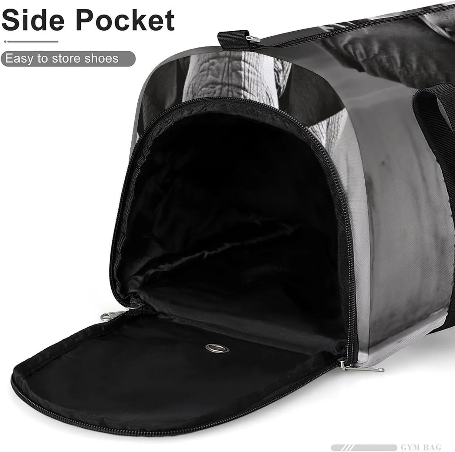 Gym Bag Black And White Elephant Duffel Bag for Men Women Travel Overnight Bag with Shoe Compartment Workout Bags