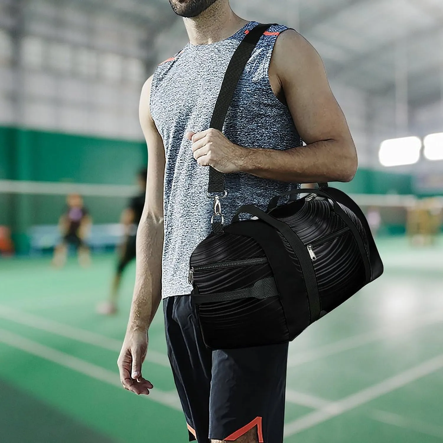 Gym Bag Black Vase Duffel Bag for Men Women Travel Overnight Bag with Shoe Compartment Workout Bags