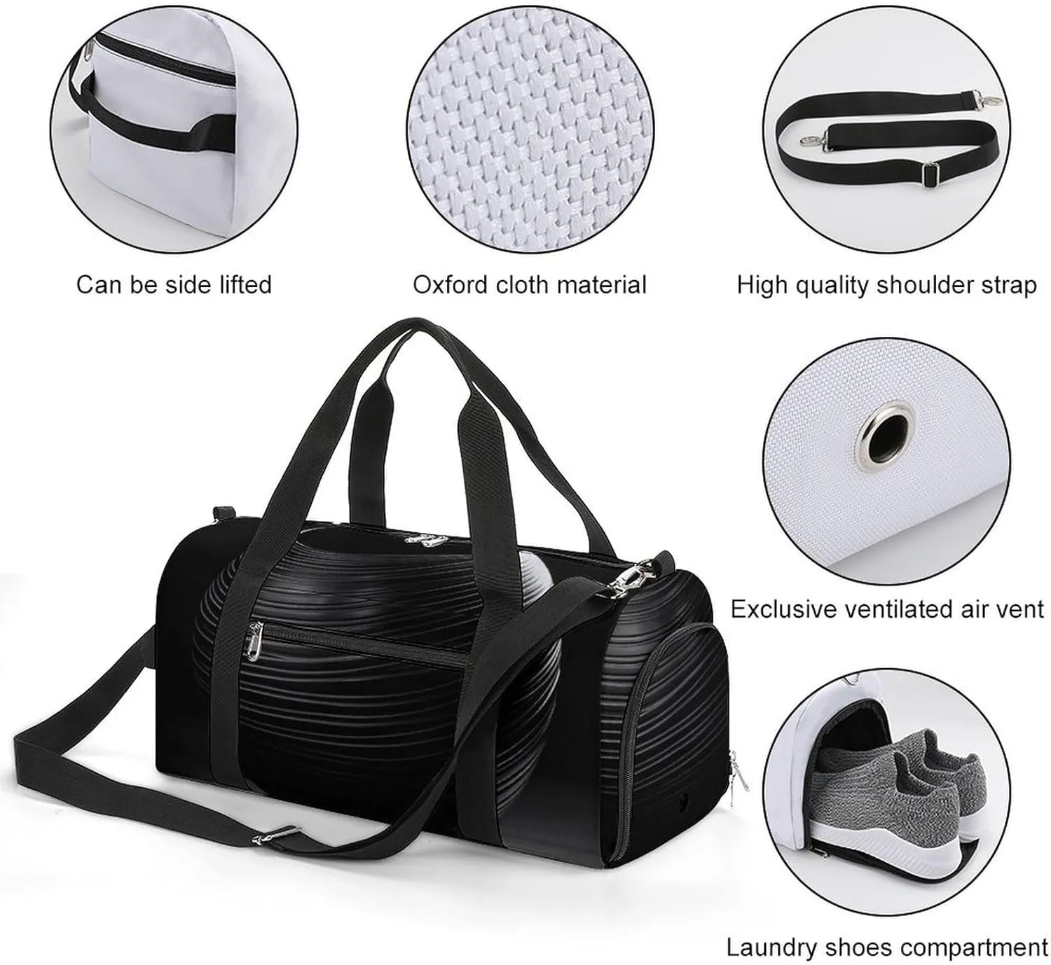 Gym Bag Black Vase Duffel Bag for Men Women Travel Overnight Bag with Shoe Compartment Workout Bags