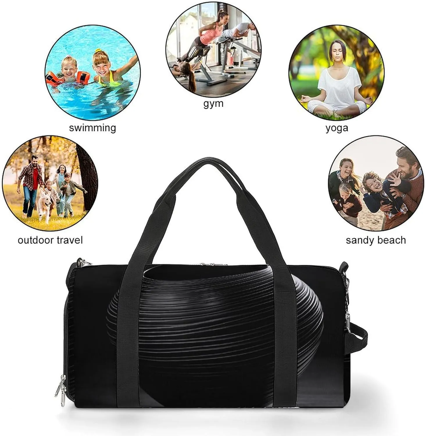 Gym Bag Black Vase Duffel Bag for Men Women Travel Overnight Bag with Shoe Compartment Workout Bags