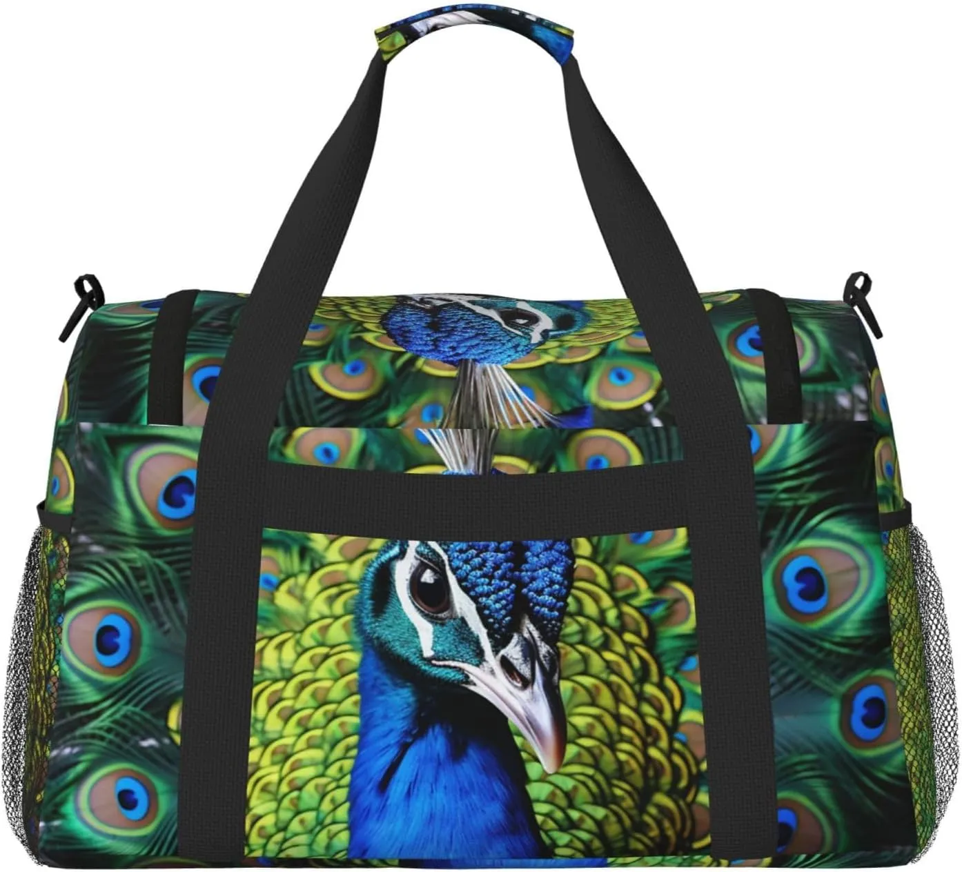 Gym Bag Blue Peacock Duffel Bag for Men Women Travel Overnight Bag with Shoe Compartment Workout Bags