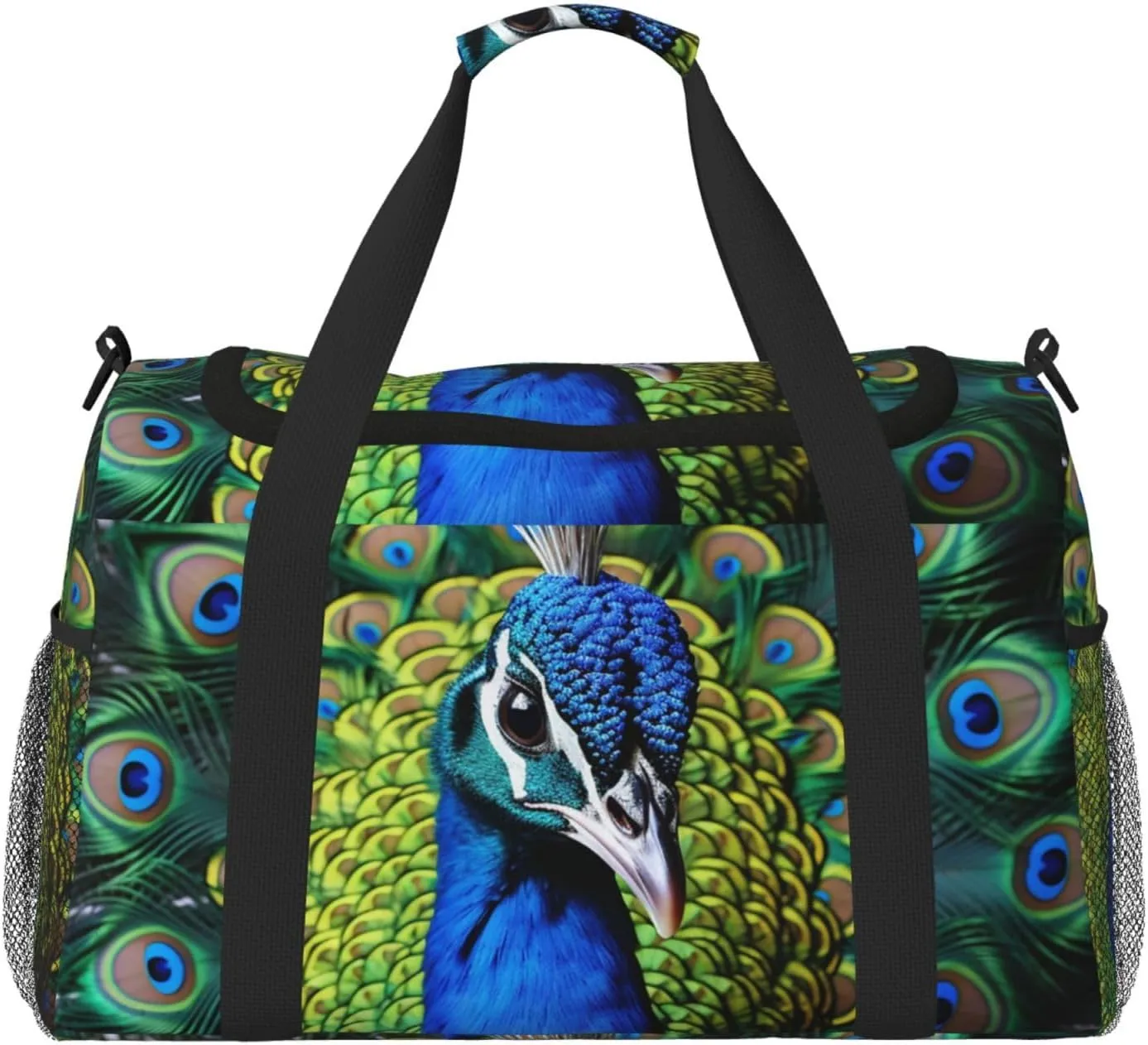 Gym Bag Blue Peacock Duffel Bag for Men Women Travel Overnight Bag with Shoe Compartment Workout Bags