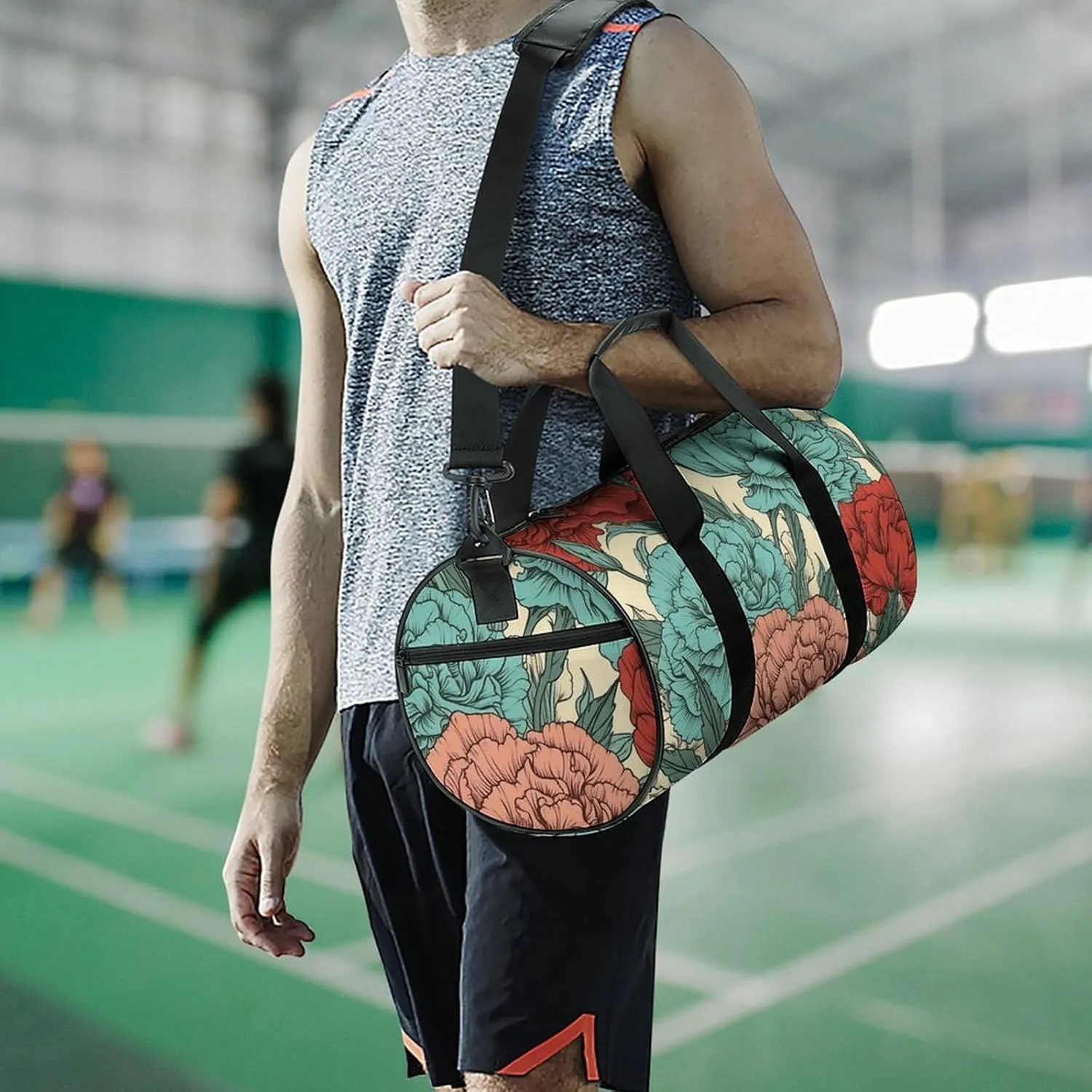Gym Bag Carnations of Red Colors Duffel Bag for Men Women Overnight Bag with Shoe Compartment Workout Bags