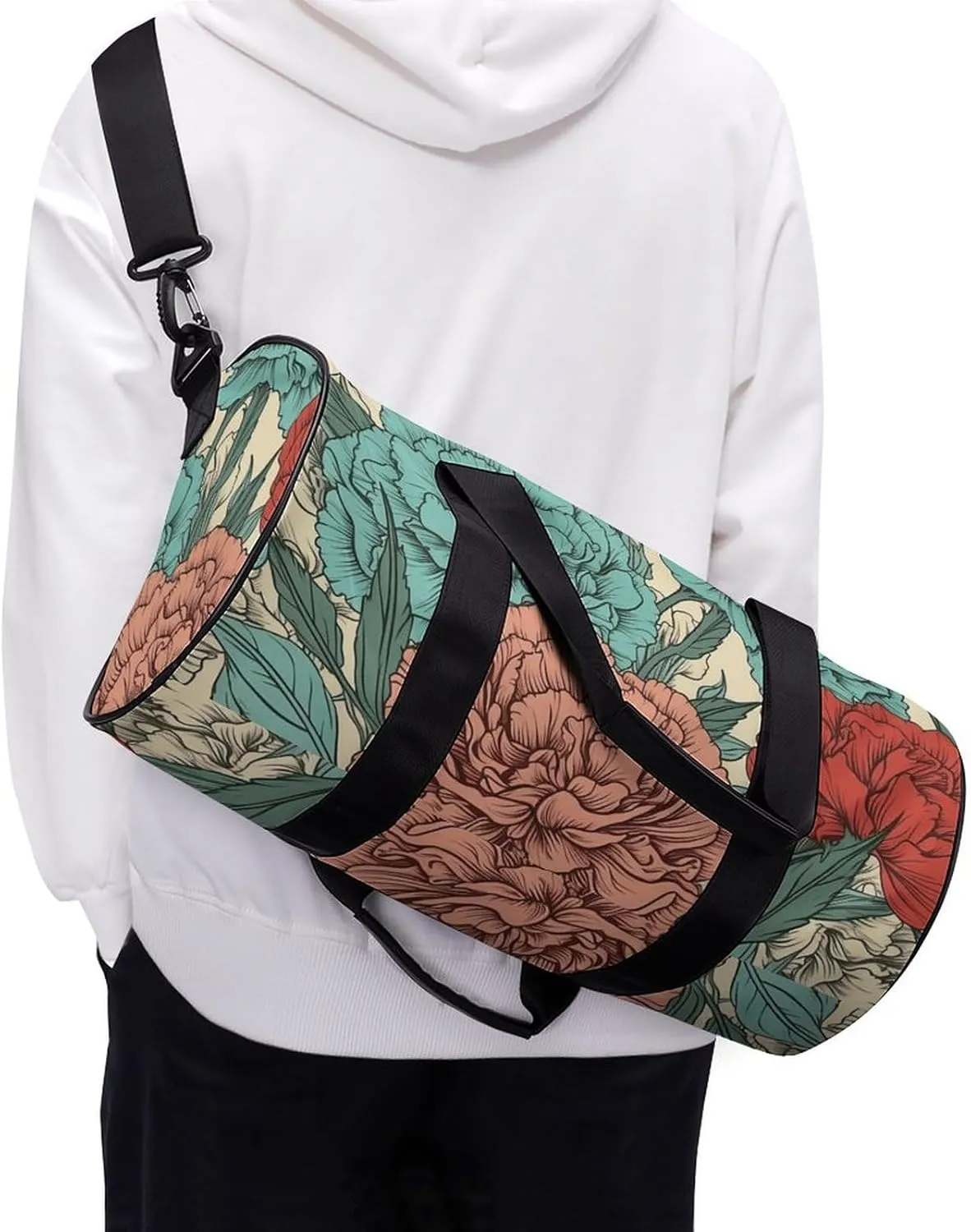 Gym Bag Carnations of Red Colors Duffel Bag for Men Women Overnight Bag with Shoe Compartment Workout Bags