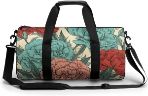 Gym Bag Carnations of Red Colors Duffel Bag for Men Women Overnight Bag with Shoe Compartment Workout Bags