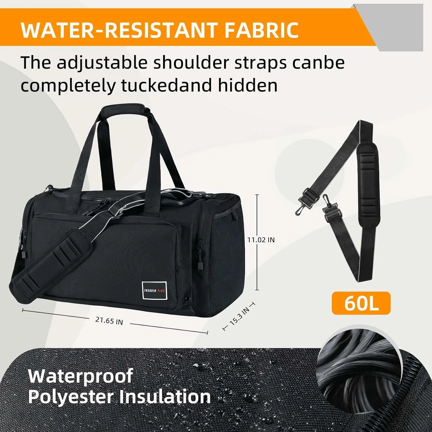 Gym Bag for Men 60L Sports Duffel Bags Women Carry on Garment Bags for Travel with Shoe Compartment & Wet Pocket Water Resistant Travel Duffel Bag Lightweight Weekender Overnight Bag，Blue