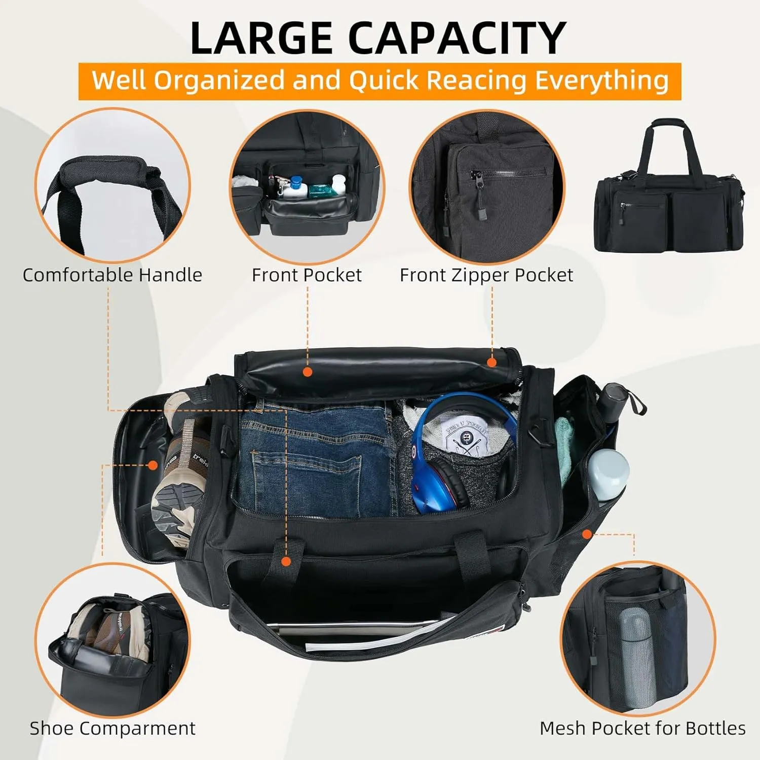 Gym Bag for Men 60L Sports Duffel Bags Women Carry on Garment Bags for Travel with Shoe Compartment & Wet Pocket Water Resistant Travel Duffel Bag Lightweight Weekender Overnight Bag，Blue