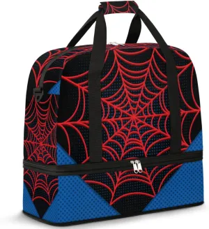 Gym Bag for Men Women, Black Axolotl Carry on Travel Duffel Bag with Trolley Sleeve, Waterproof Weekender Overnight Bags with Shoes and Wet Clothes Compartment for Sleepover Workout Sports