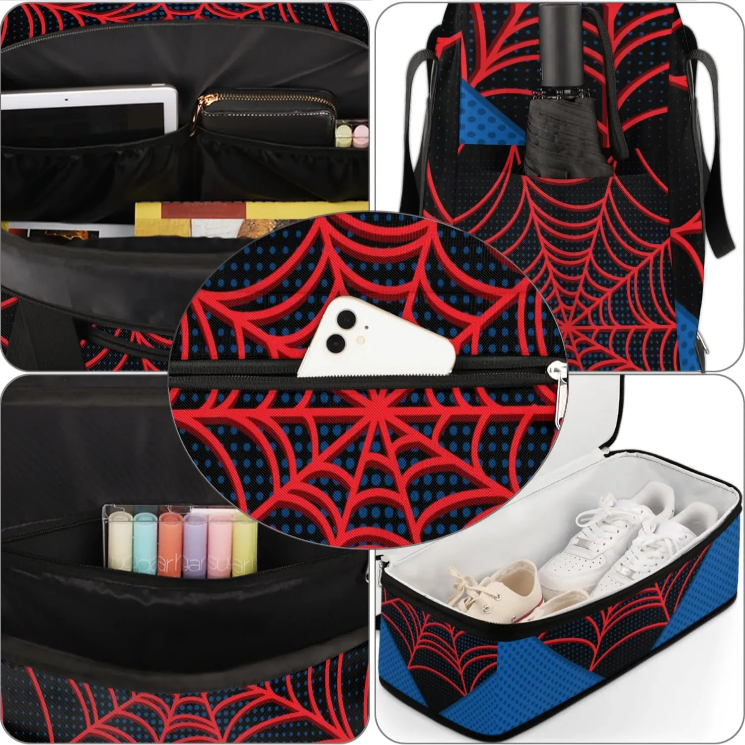 Gym Bag for Men Women, Black Axolotl Carry on Travel Duffel Bag with Trolley Sleeve, Waterproof Weekender Overnight Bags with Shoes and Wet Clothes Compartment for Sleepover Workout Sports