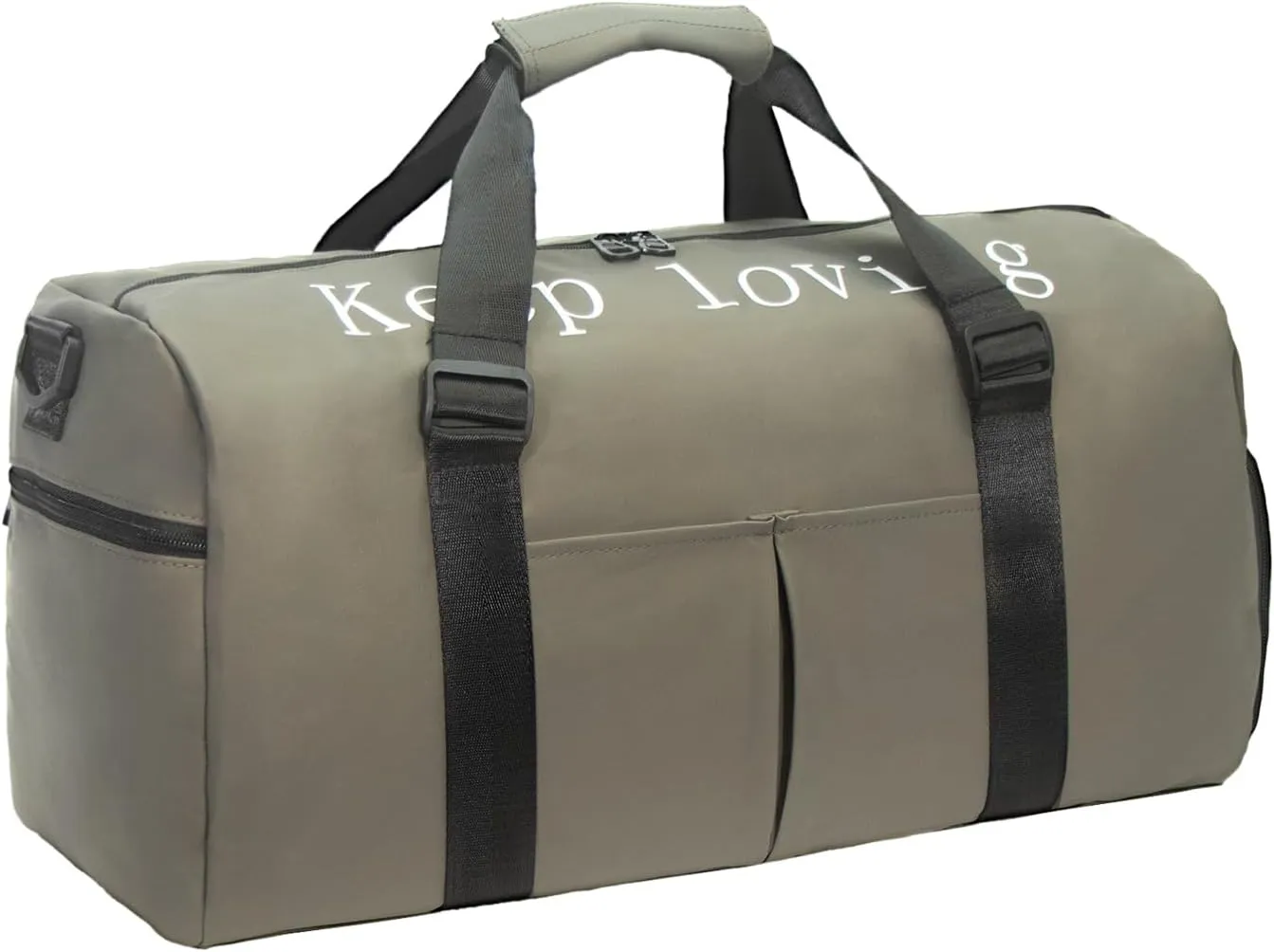 Gym Bag for Unisex with Shoe Compartment & Wet Pocket - Waterproof Nylon Duffle Bag for Fitness, Travel and Sports (Champagne)